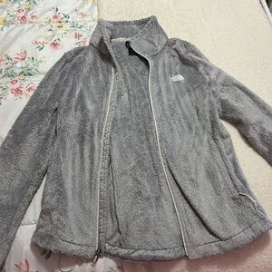 The North Face Women's Light Gray Plush Teddy Jacket